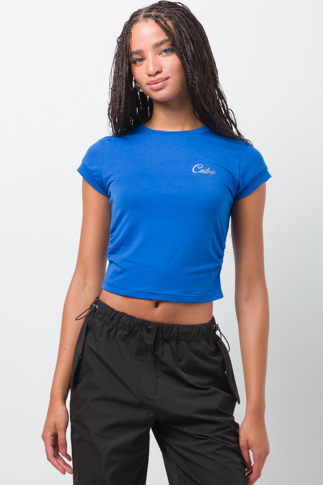 T-Shirt With Side Rouching Blue