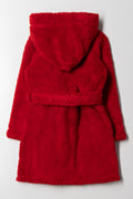 Shaggy Hooded Fleece Gown Red (2)