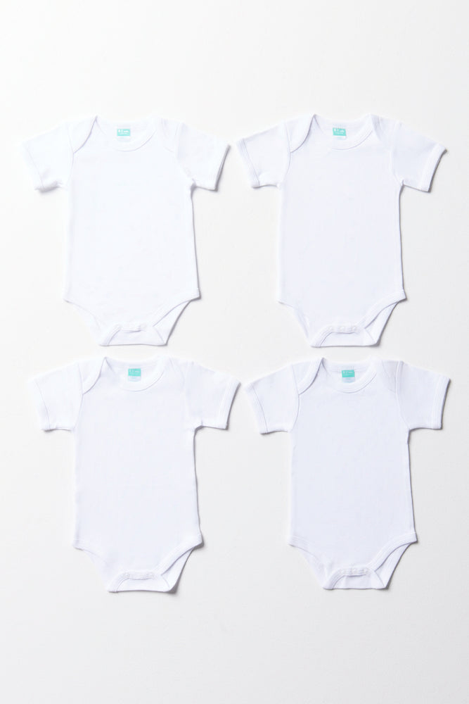 4 Pack Short Sleeve Bodyvests White