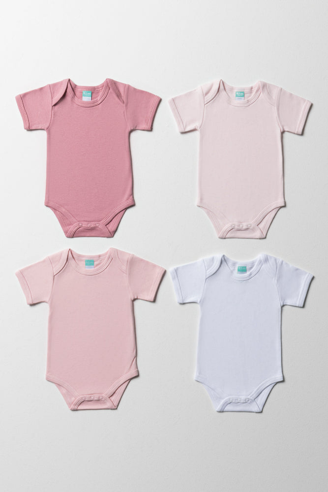 4 Pack Bodyvests Pink And White