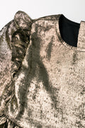 Metallic Frill Sleeve Dress Gold (1)