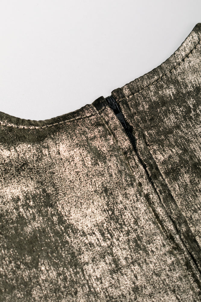Metallic Frill Sleeve Dress Gold (2)