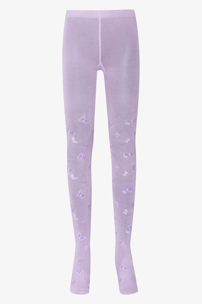 2 Pack Butterfly Tights Grey And Lilac