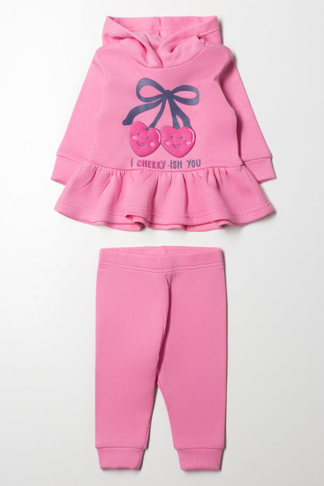 Hooded Peplum Tracksuit Pink