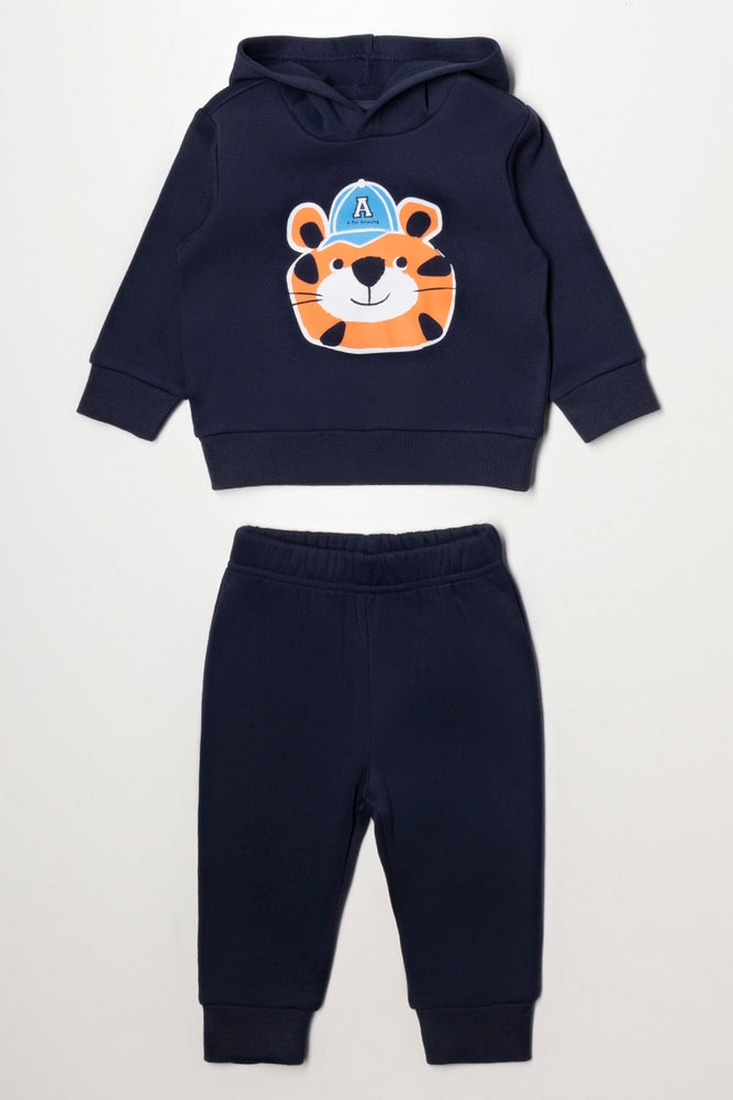 Tiger Hooded Tracksuit Navy