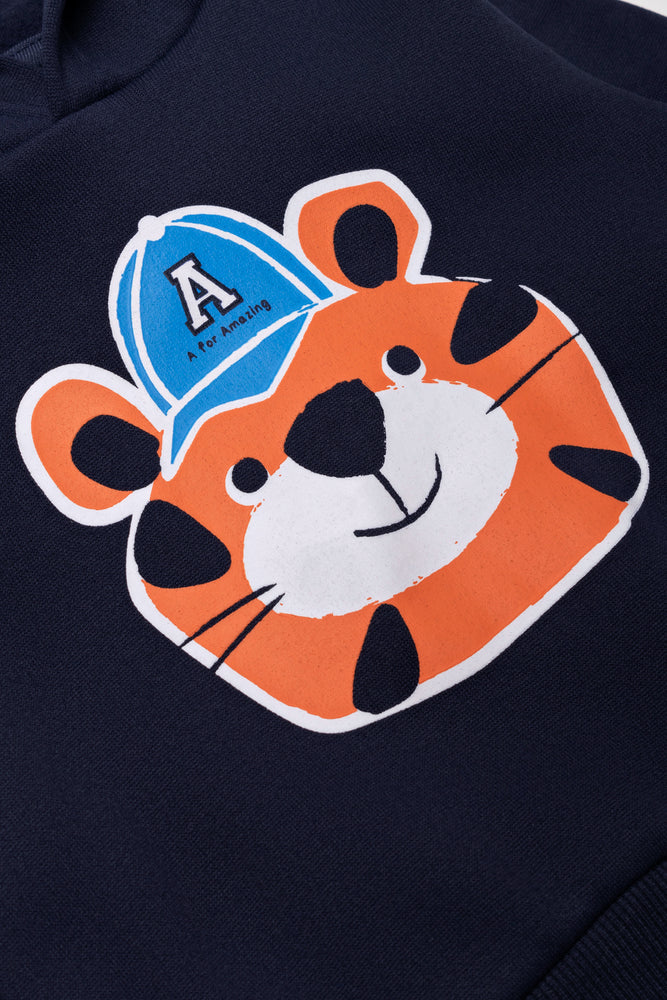 Tiger Hooded Tracksuit Navy