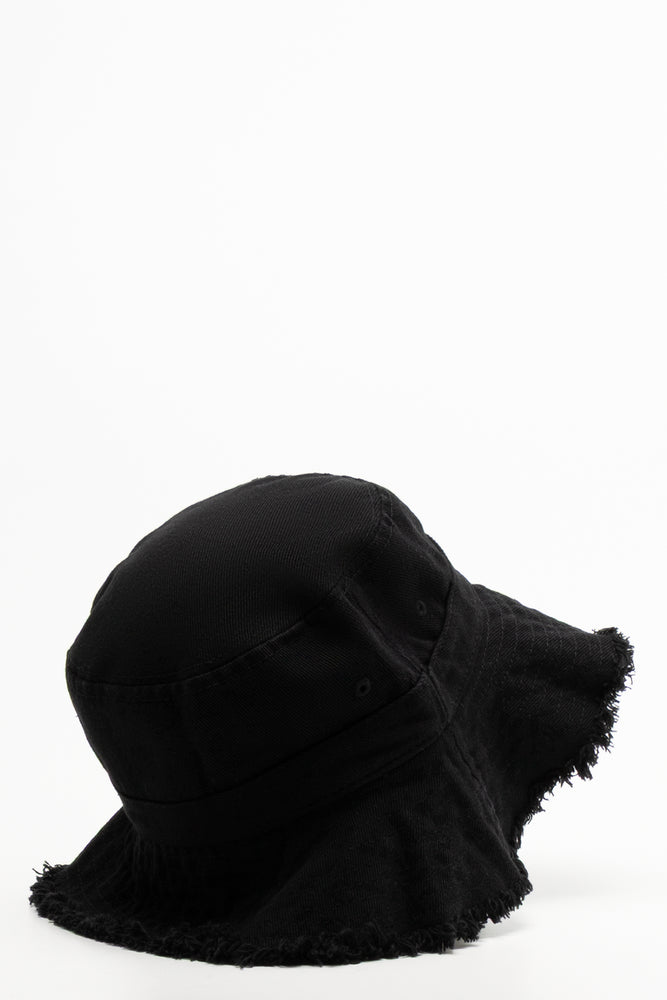 Frayed Bucket Hat Black