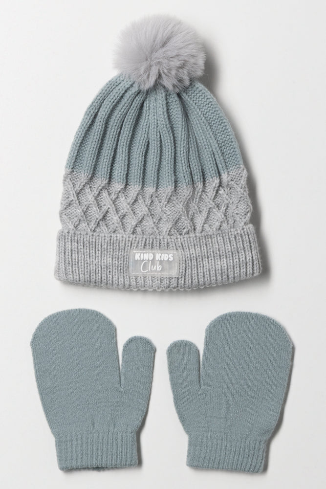 Beanie And Mittens Set Green