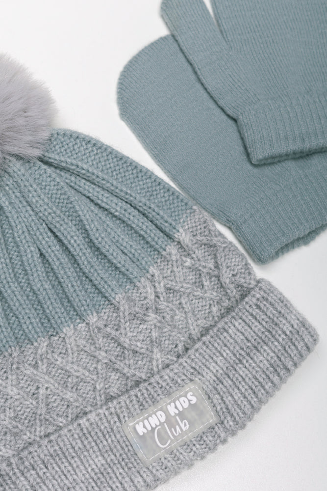 Beanie And Mittens Set Green