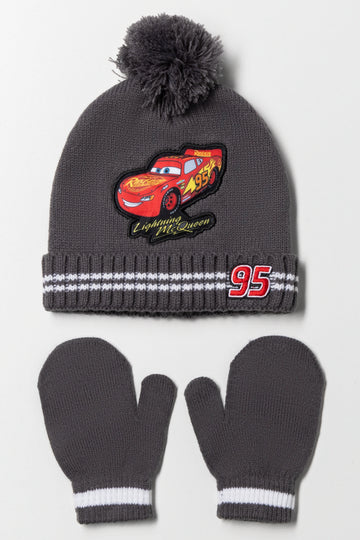 Cars Beanie And Mittens Set Dark Grey