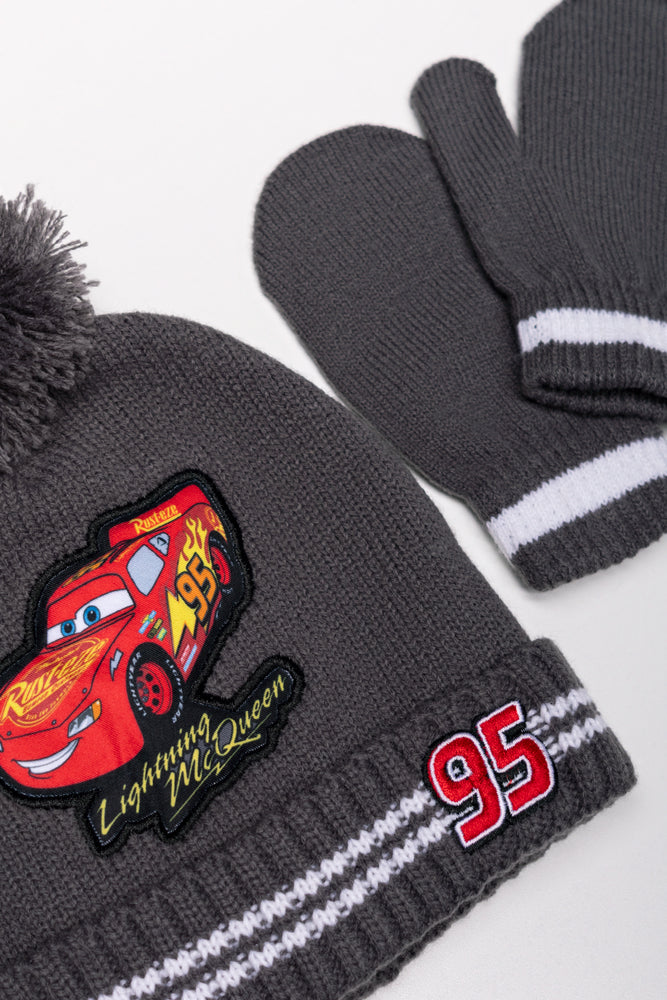 Cars Beanie And Mittens Set Dark Grey