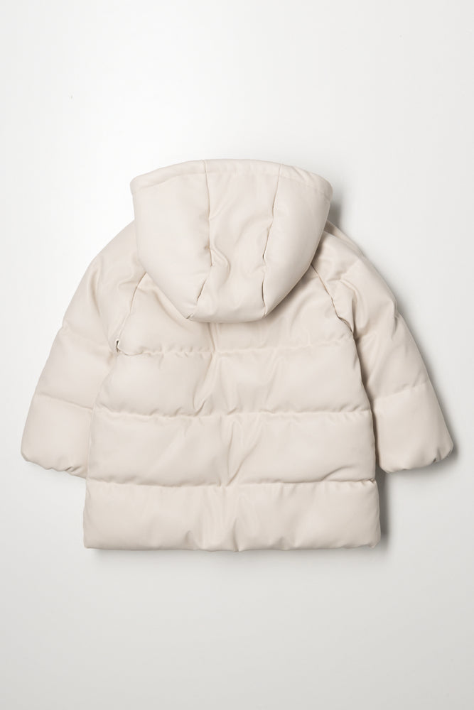 Hooded Puffer Coat Natural (2)