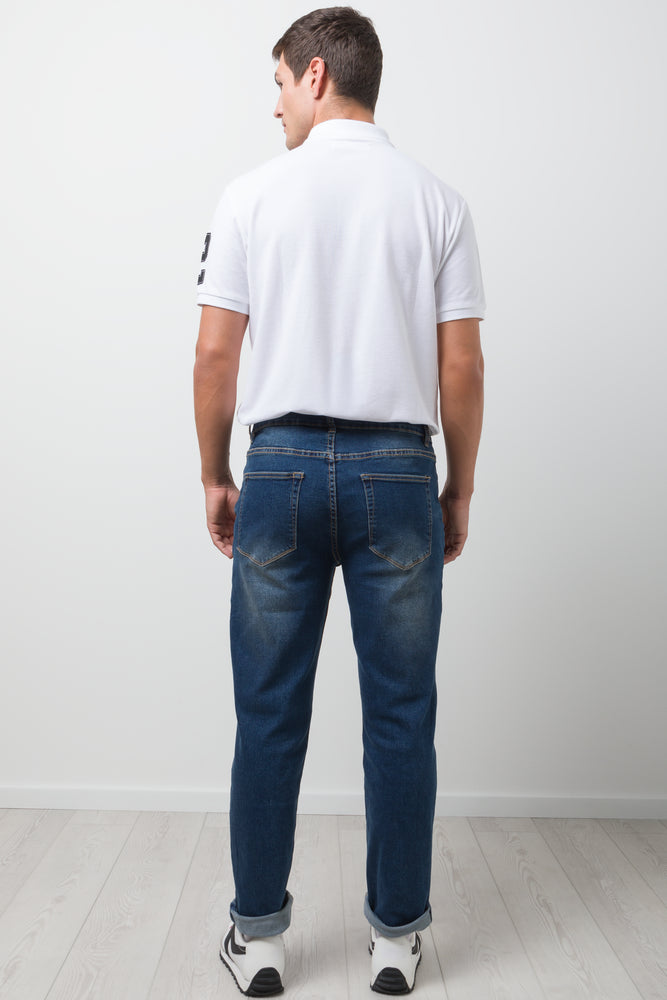 Straight Leg Denim Jeans Dark Blue (3)