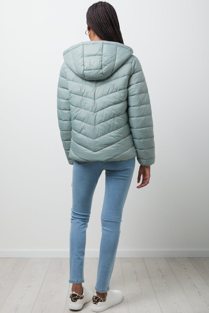 Hooded Puffer Jacket Light Green (2)