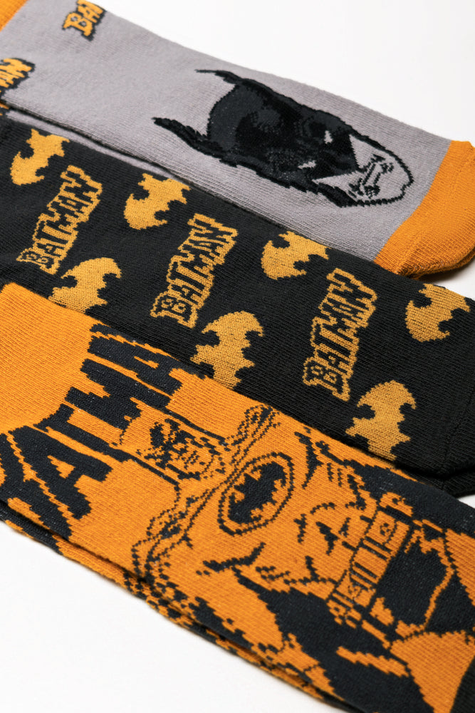 Batman 3 Pack Socks Yellow, Grey And Black (1)