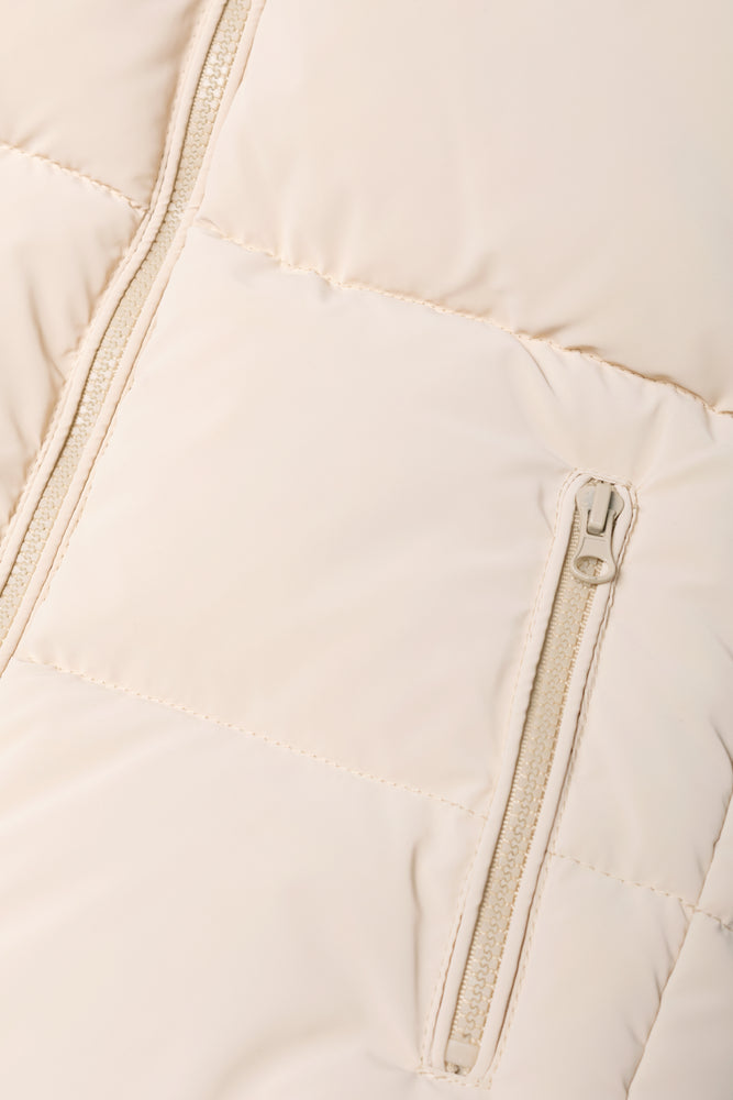 Zip Through Puffer Jacket Natural (1)