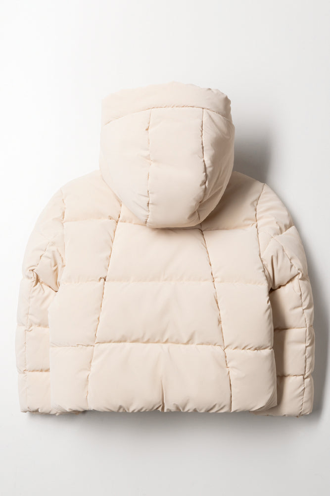 Zip Through Puffer Jacket Natural (2)