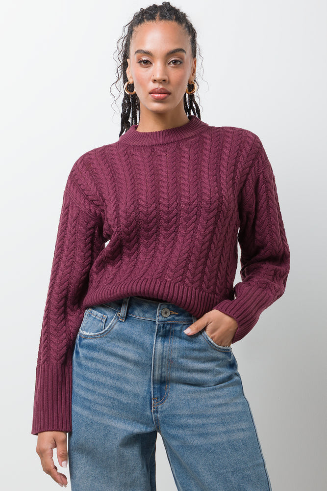 Cable Knit Jersey Burgundy