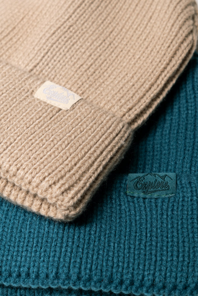 2 Pack Beanies Blue & Natural