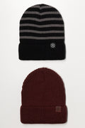 2 Pack Beanies Burgundy & Black
