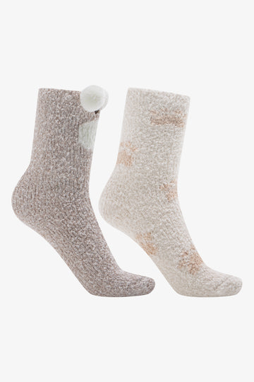 2 Pack Bear Chunky Socks Cream And Natural