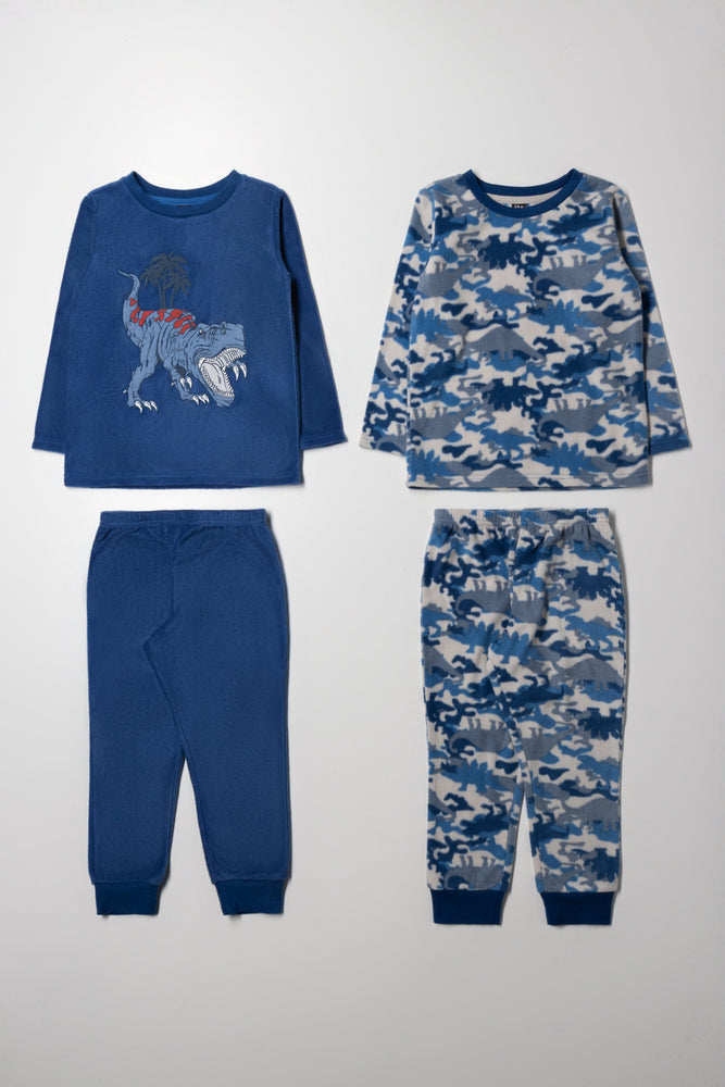 2 Pack Dino Long Sleeve Pyjamas Blue
