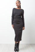 Side Ruched Bodycon Dress Black
