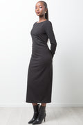 Side Ruched Bodycon Dress Black (1)