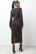 Side Ruched Bodycon Dress Black (2)