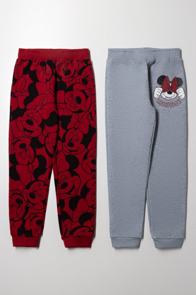 Minnie Mouse 2 Pack Trackpants Grey And Red