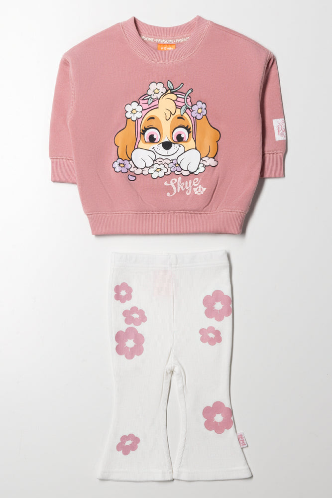 Paw Patrol Crew Neck Tracktop And Leggings Set Pink