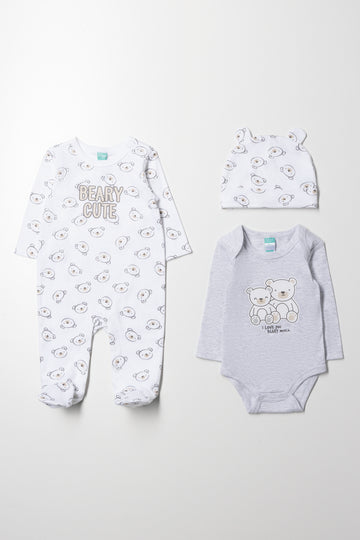 3 Piece Bear Set Grey