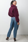 Borg Bomber Jacket Burgundy (2)