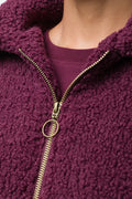 Borg Bomber Jacket Burgundy (3)