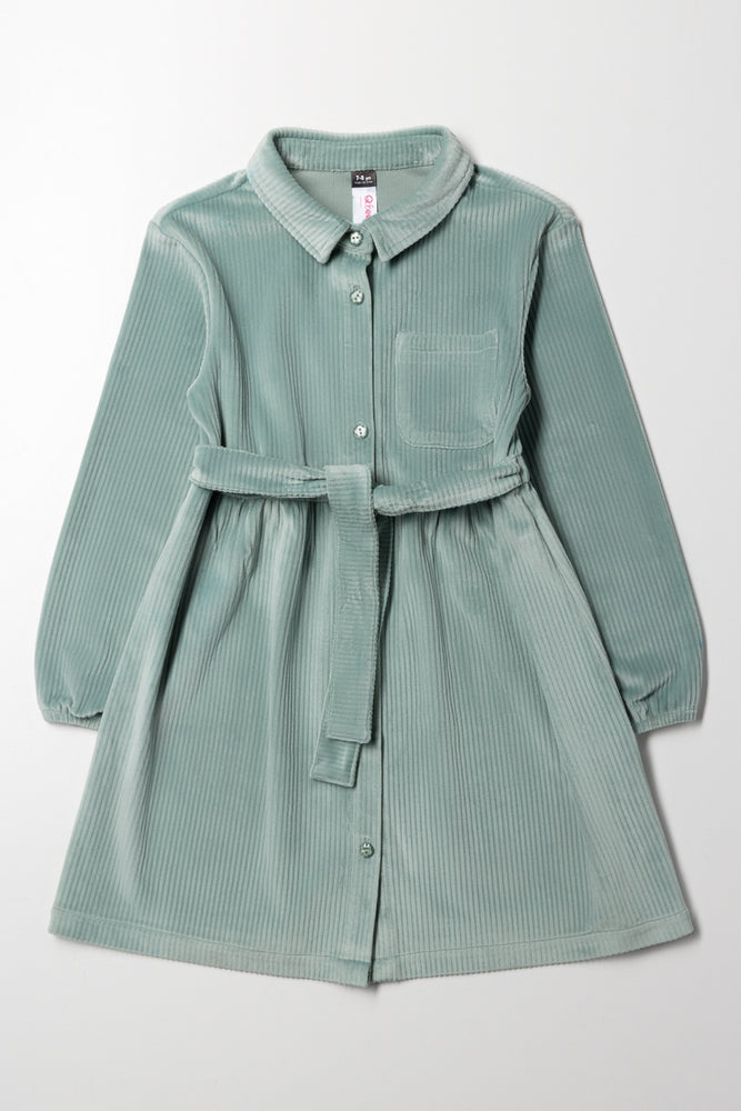 Twill Shirt Dress Light Green