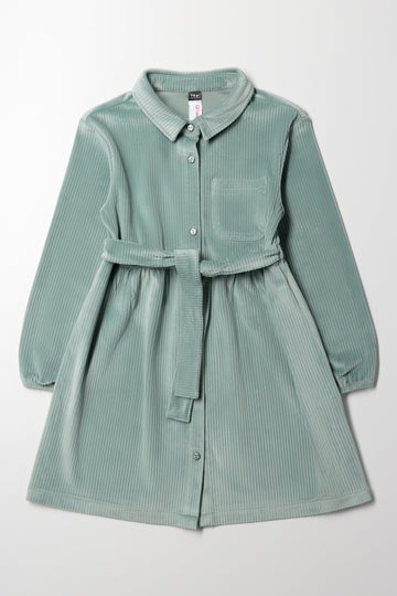 Twill Shirt Dress Light Green