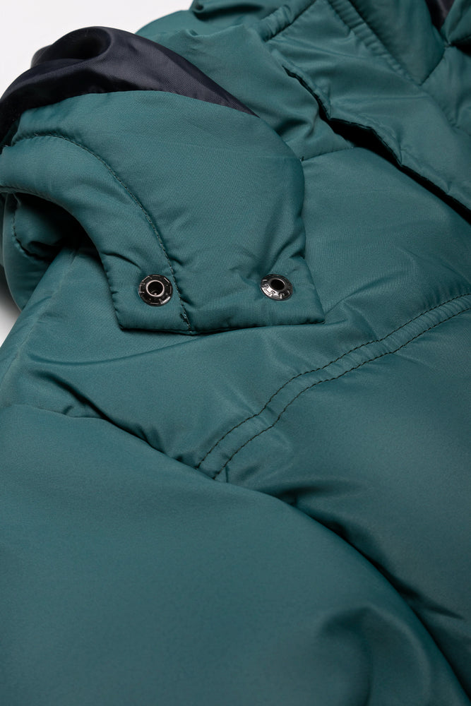 Ombre Puffer Jacket Black And Green