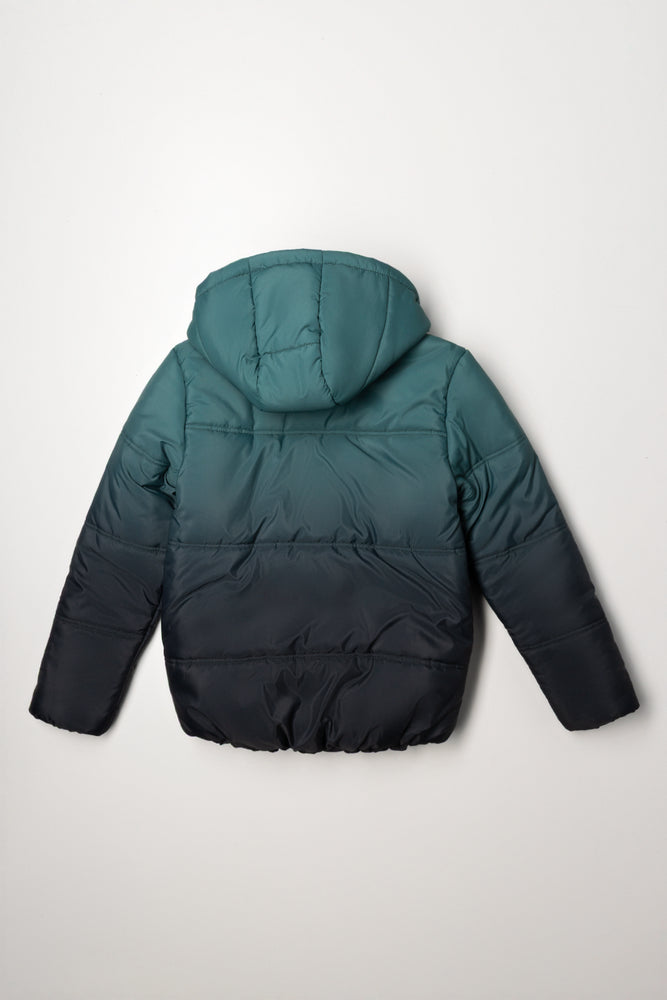 Ombre Puffer Jacket Black And Green (2)