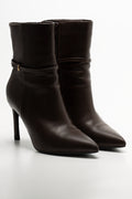 Croc Trim Stiletto Boots Brown