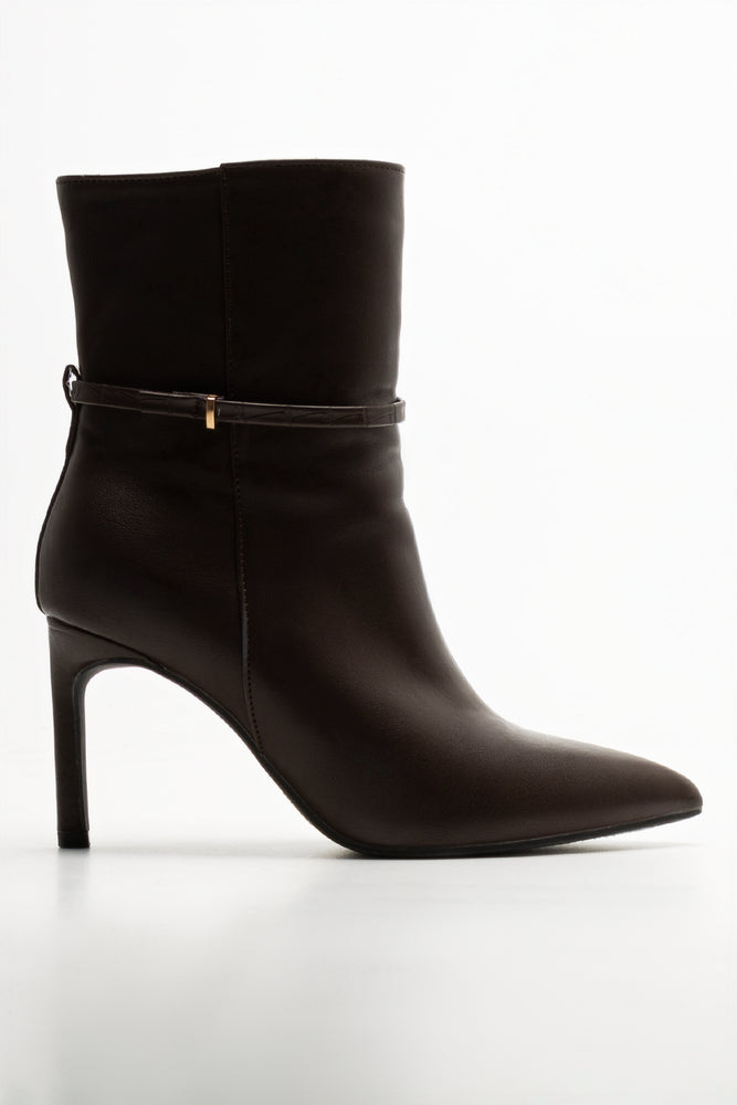 Croc Trim Stiletto Boots Brown (1)