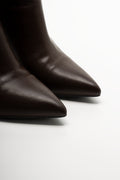Croc Trim Stiletto Boots Brown (2)