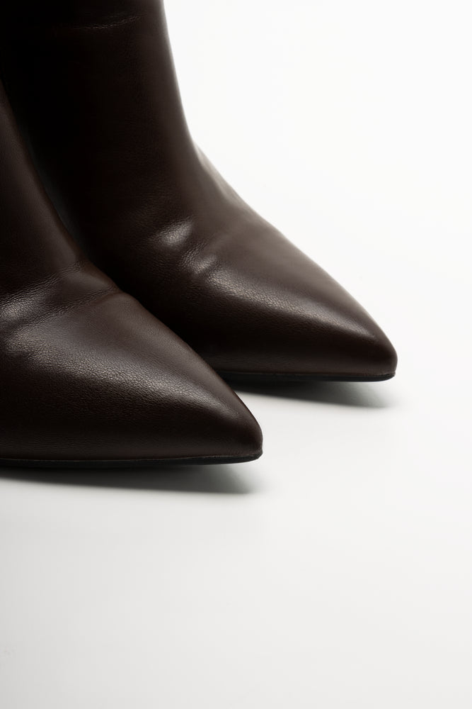 Croc Trim Stiletto Boots Brown (2)