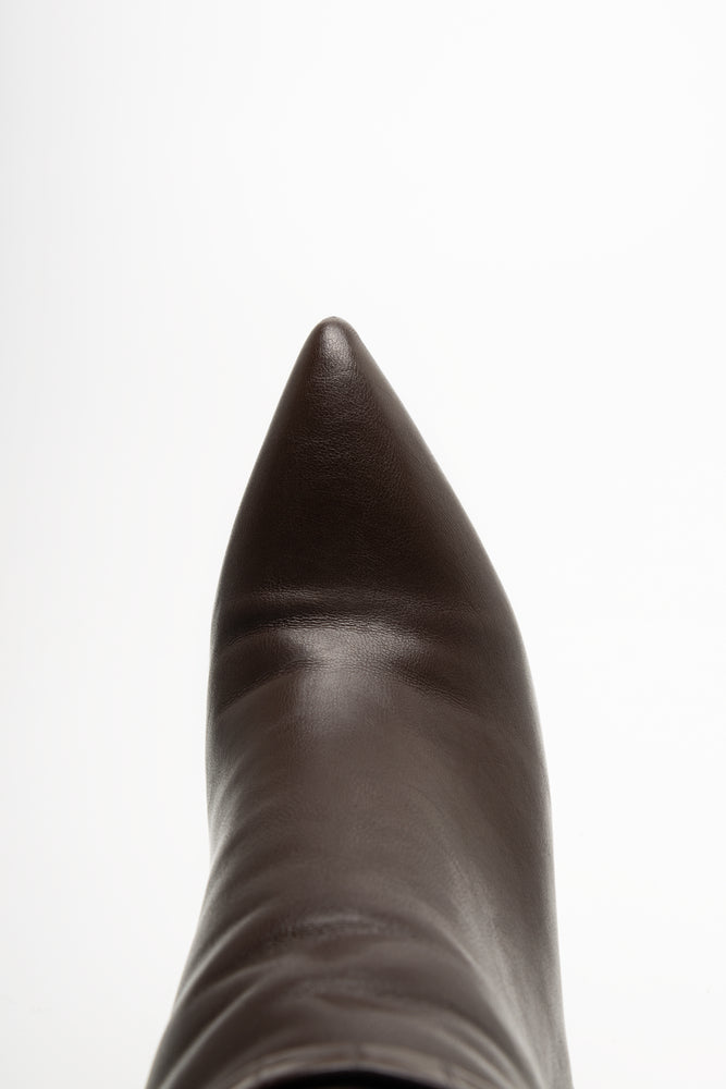 Croc Trim Stiletto Boots Brown (4)