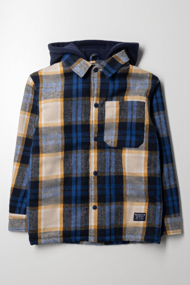 Check Shacket Blue & Yellow