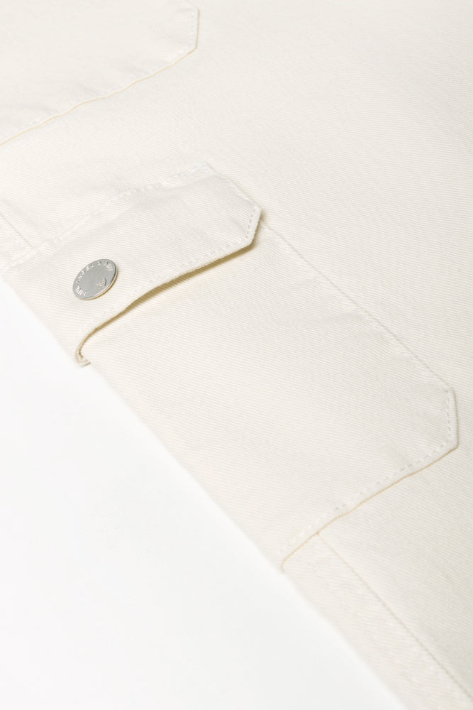 Straight Leg Cargo Denim Jeans Cream