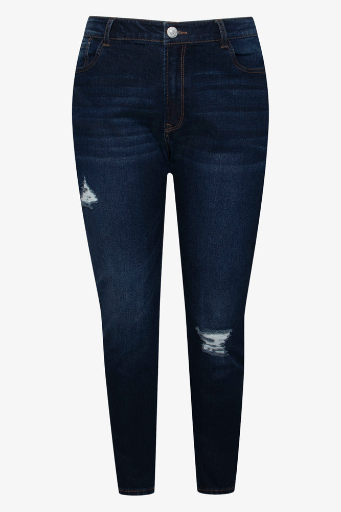 Distressed Skinny Denim Jeans Dark Blue