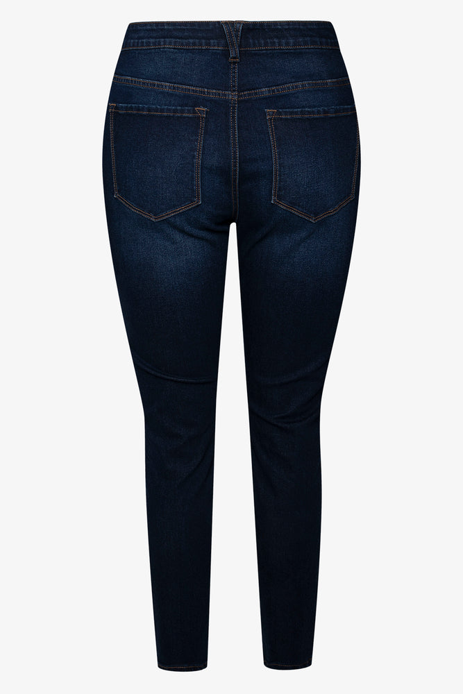 Distressed Skinny Denim Jeans Dark Blue (2)