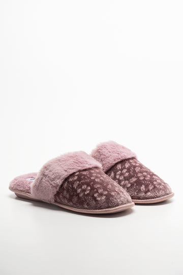 Embossed Velvet Slippers Pink