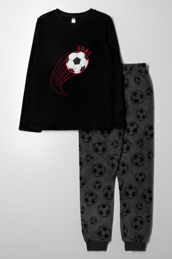 Soccer Long Sleeve Pyjama Set Black
