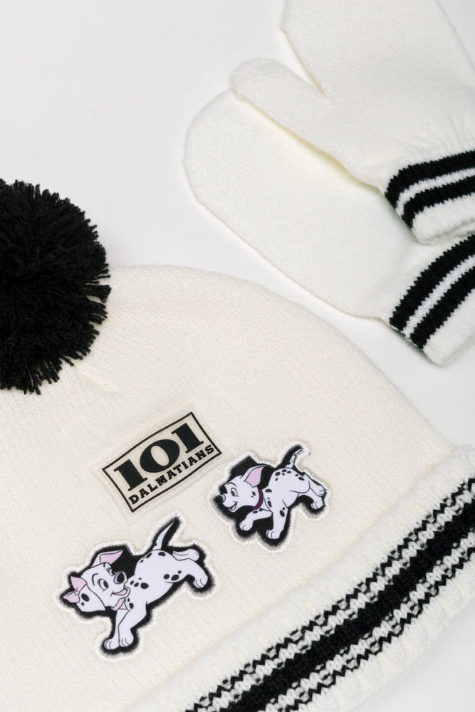 Dalmations Beanie And Gloves Set White (1)